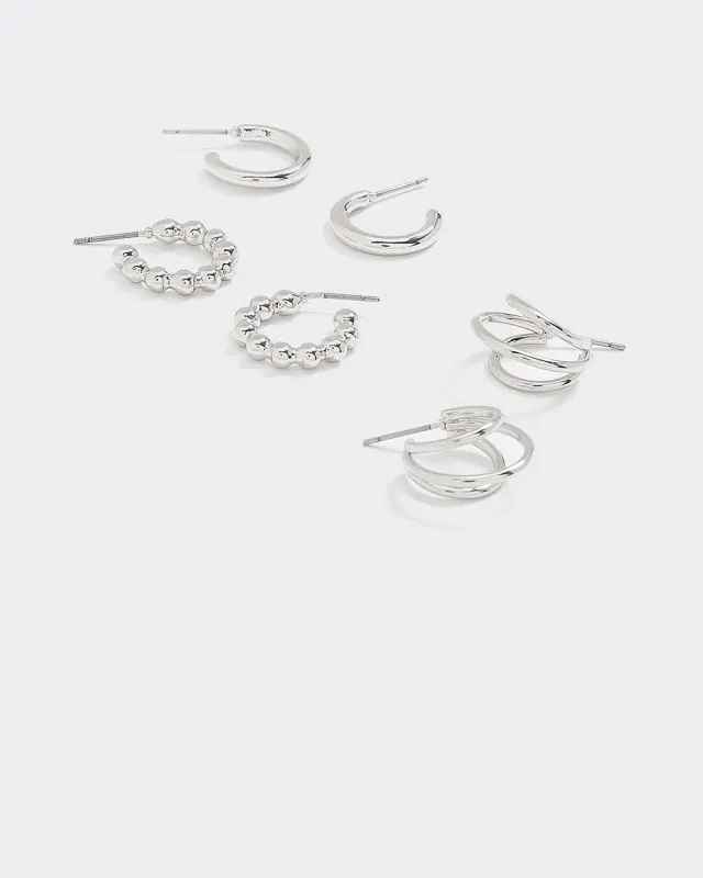 Stainless Steel Hoops - 3 Pairs sold by Reitmans