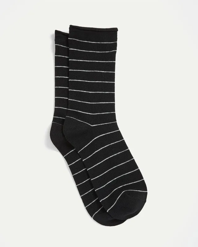 Bamboo Viscose Crew Socks with Stripes sold by Reitmans