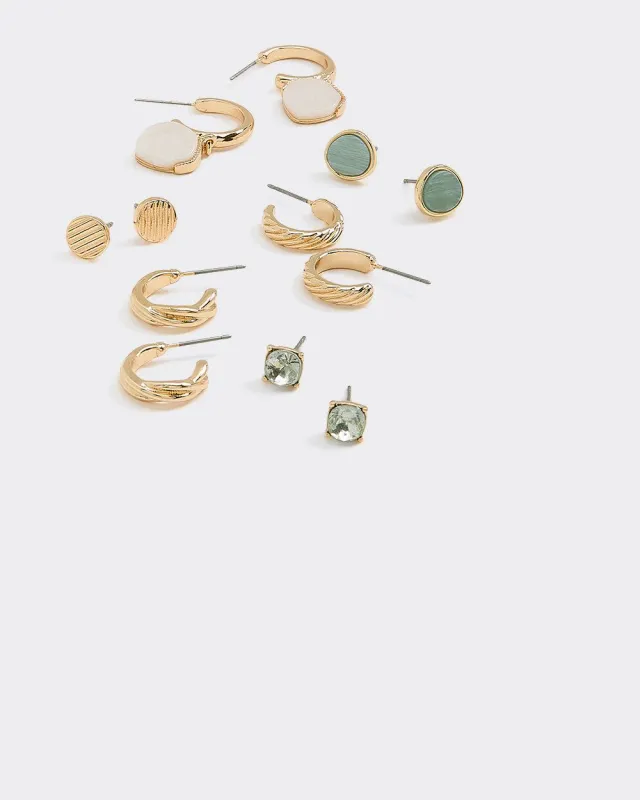 Hoops and Stud Earrings - 6 Pairs sold by Reitmans