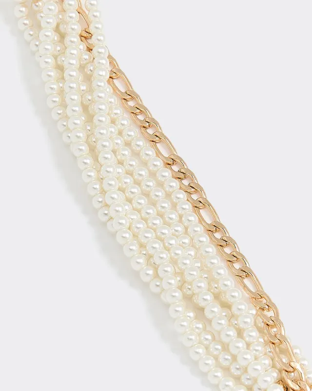 Multi-Row Pearl and Chain Bracelet sold by Reitmans
