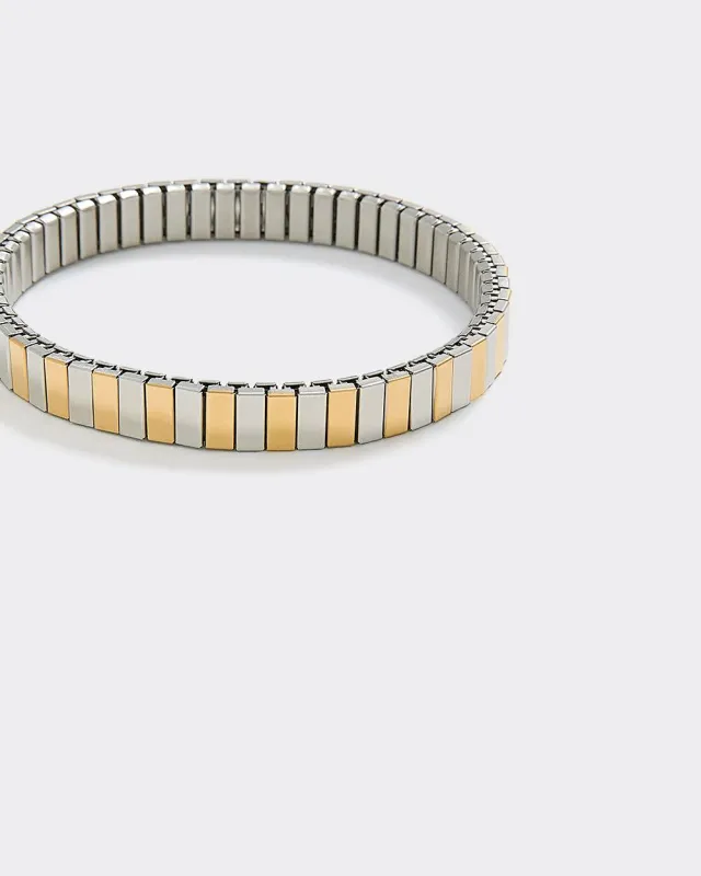 Stainless Steel Two-Tone Baguette Bracelet sold by Reitmans