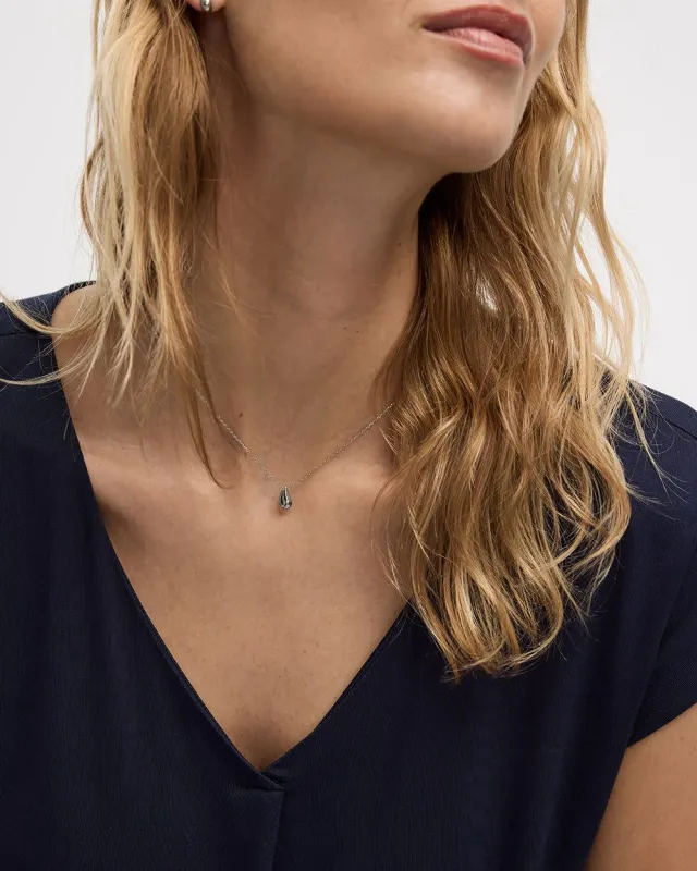 Stainless Steel Short Necklace with Teardrop Pendant sold by Reitmans