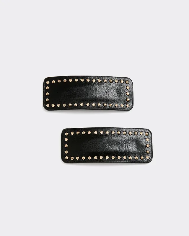 Studded Faux Leather Hair Clips - Set of 2 sold by Reitmans