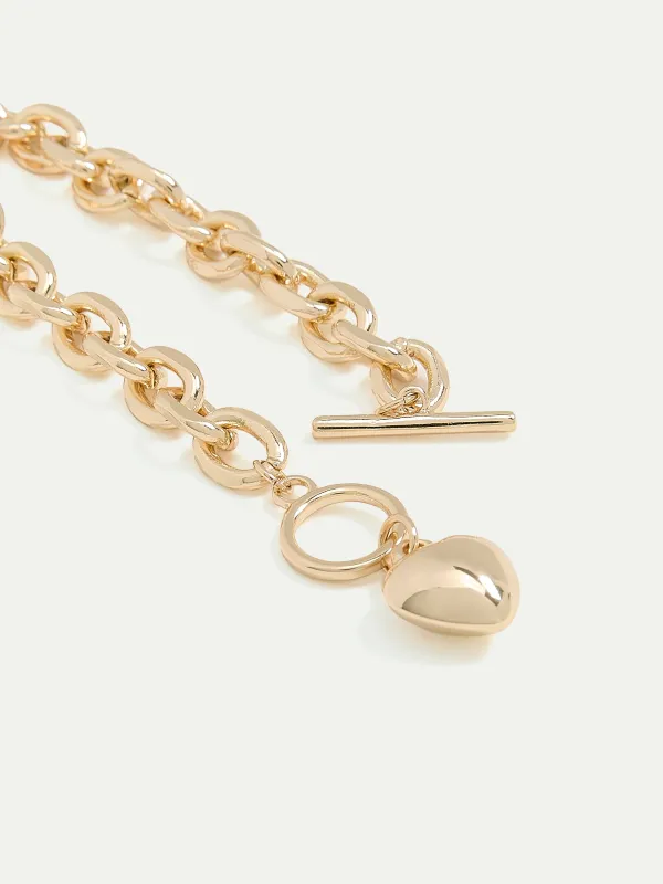 Cable-Chain Bracelet with Bubble Heart Charm made by Reitmans