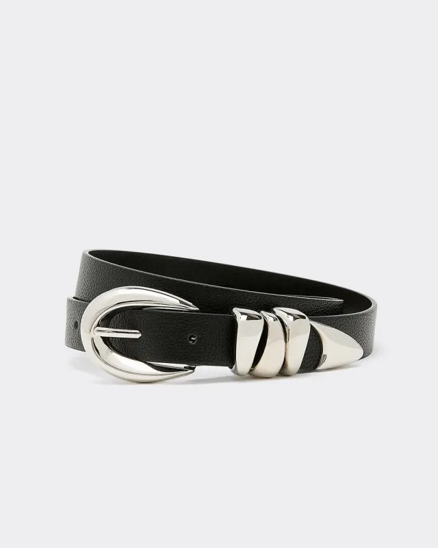 Faux-Leather Belt with Sculptural Buckle made by Reitmans