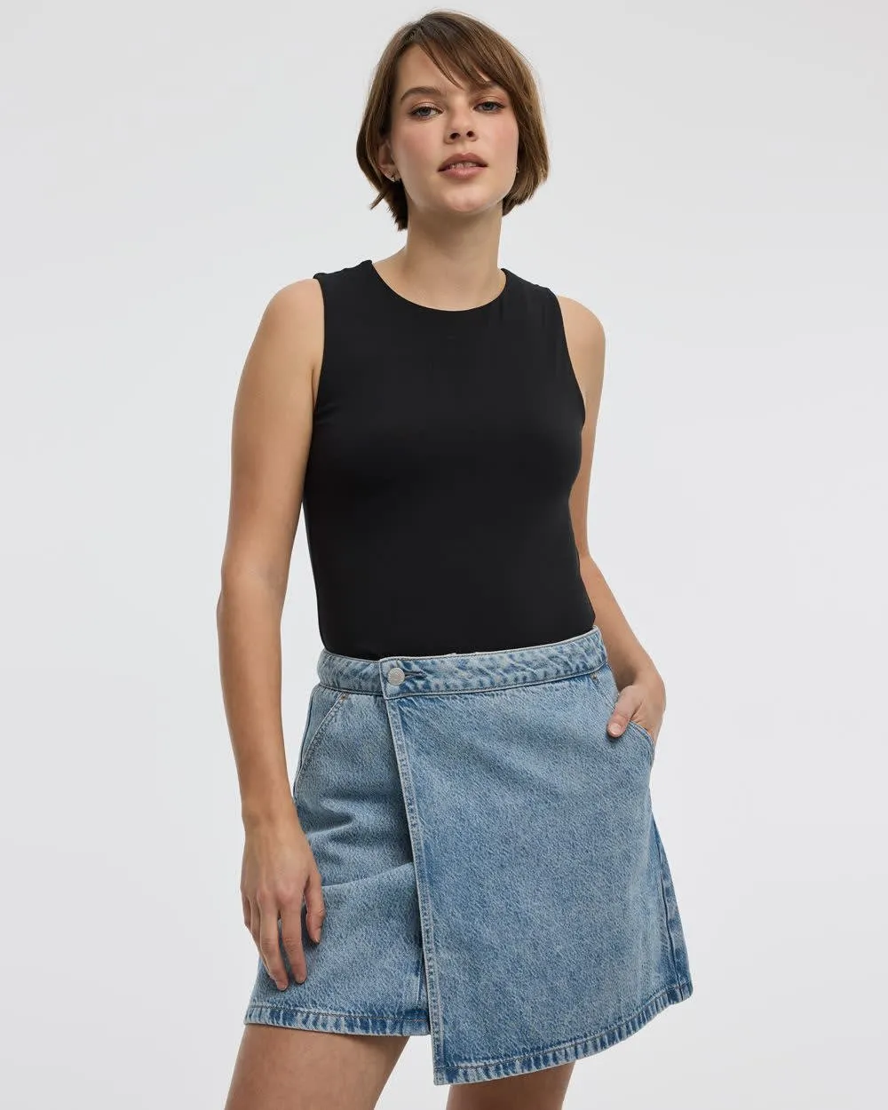 Wrap Denim Skort sold by Reitmans