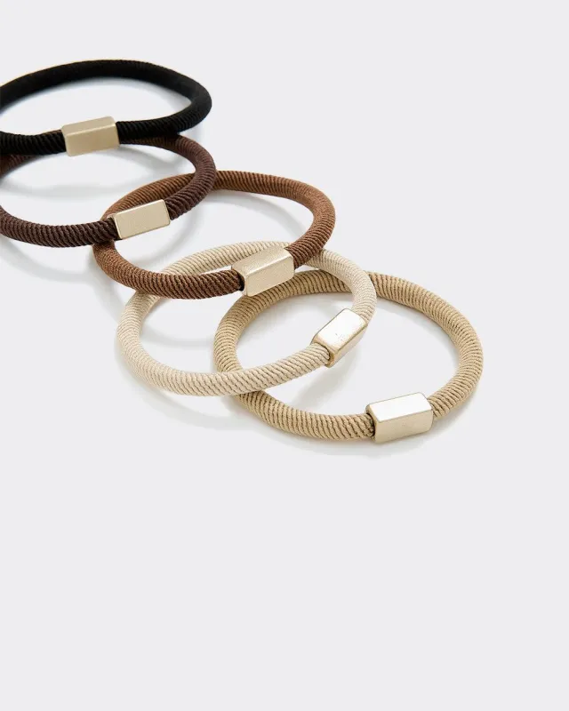 Hair Ties with Metal Piece - Set of 5 sold by Reitmans