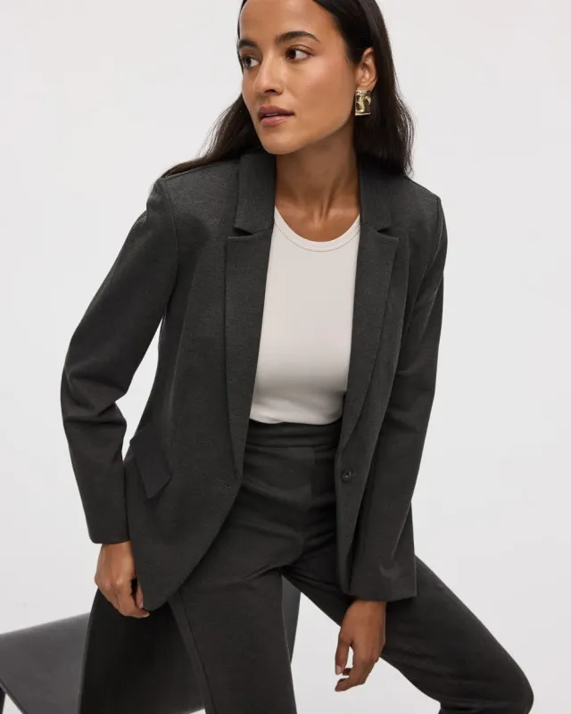 Fitted One-Button Knit Blazer - The Modern Stretch (R) made by Reitmans