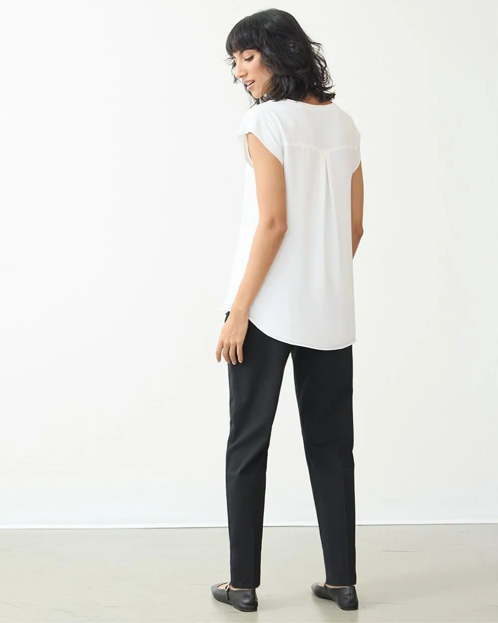 Cap Sleeve Split Neck Blouse - R Essentials sold by Reitmans product image thumbnail 2