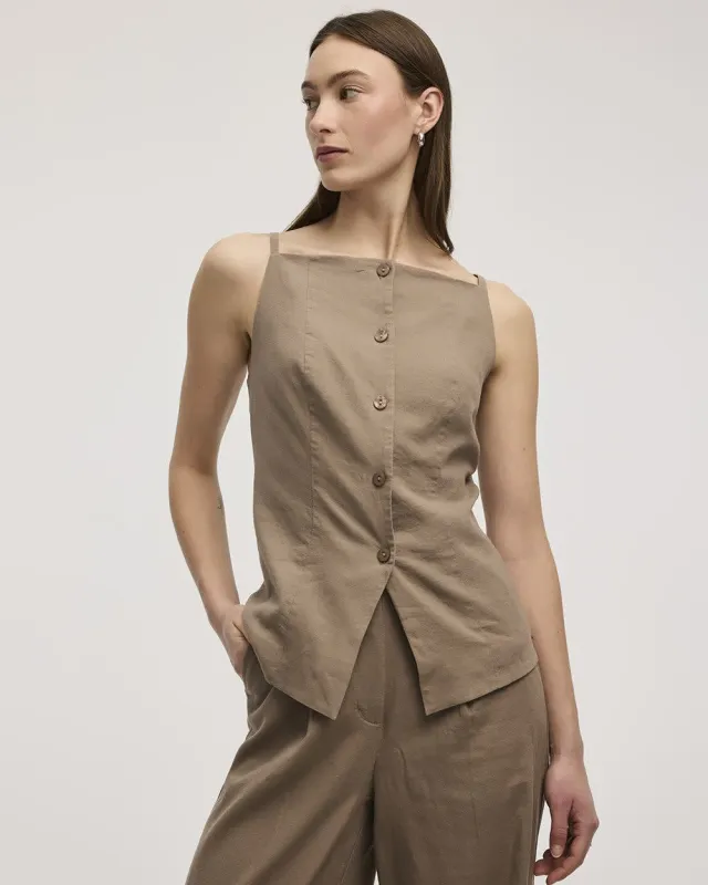 Linen-Blend Square-Neck Vest sold by Reitmans