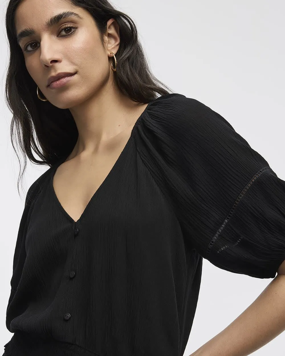 Short-Puffy-Sleeve Top with V Neckline sold by Reitmans product image thumbnail 4