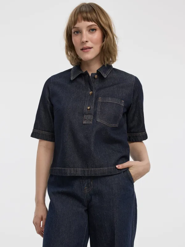 Short-Sleeve Denim Shirt sold by Reitmans