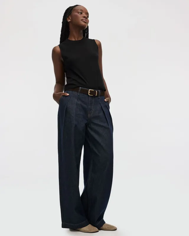 Wide-Leg High-Rise Jean with Pleats sold by Reitmans