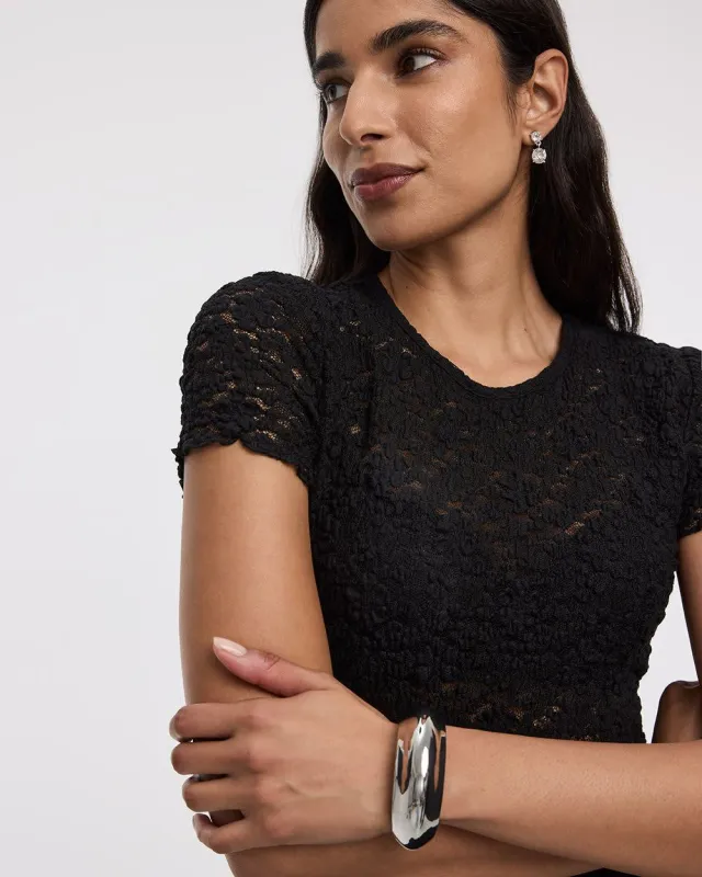 Short-Sleeve Lace Top sold by Reitmans