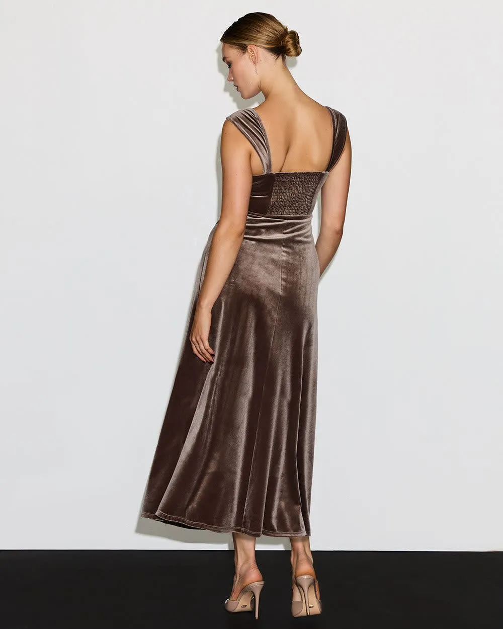Cap-Sleeve Fit-and-Flare Midi Velvet Dress sold by Reitmans product image thumbnail 2