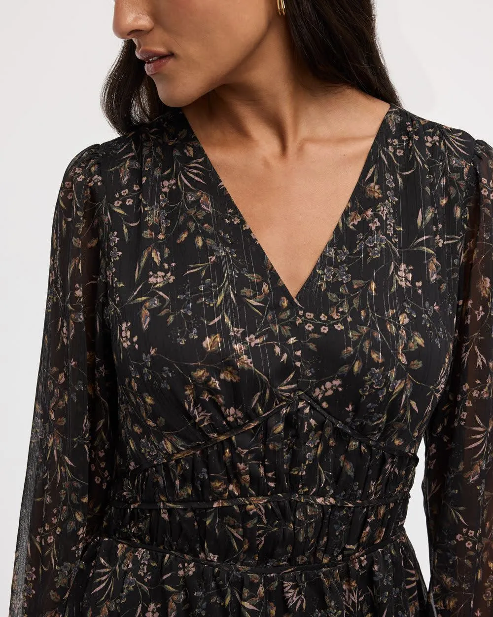 Long-Sleeve V-Neck Fit-and-Flare Mini Dress sold by Reitmans product image thumbnail 4