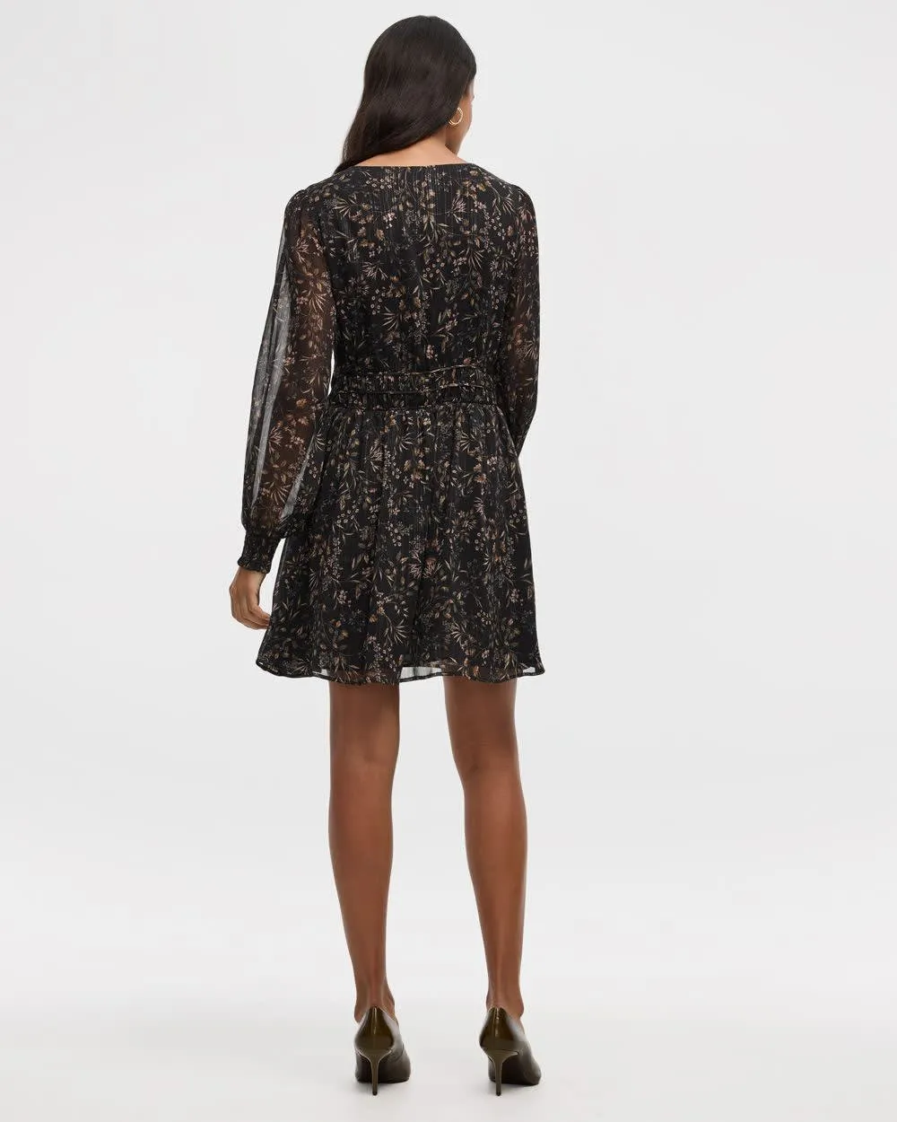 Long-Sleeve V-Neck Fit-and-Flare Mini Dress sold by Reitmans product image thumbnail 2