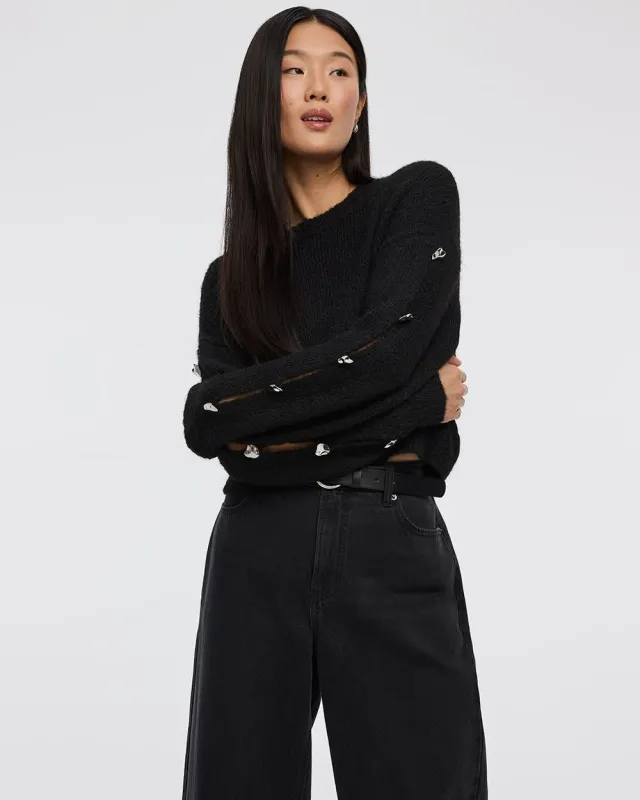 Long-Sleeve Boat-Neck Sweater with Jewelled Details sold by Reitmans