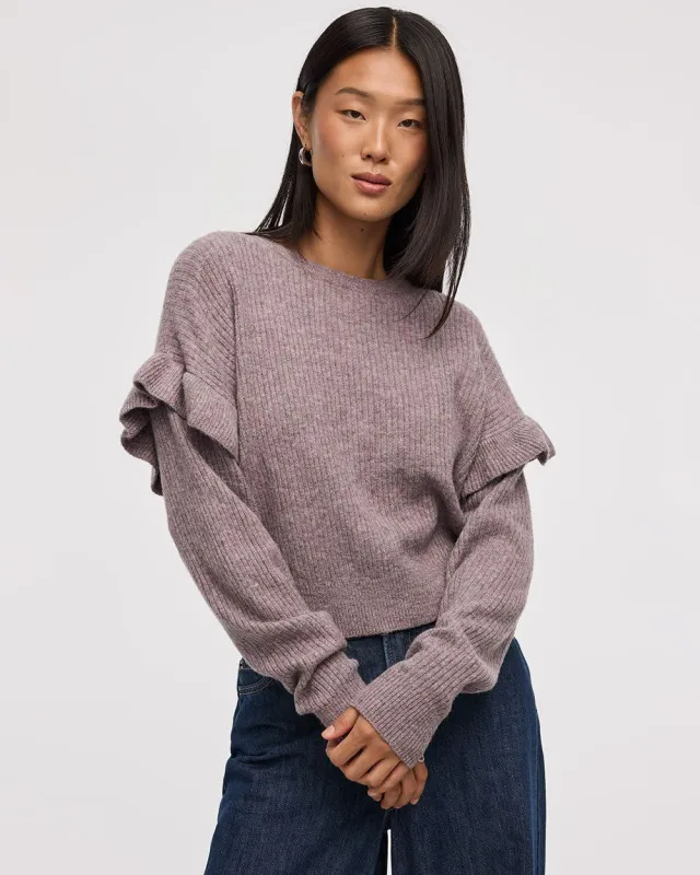 Long-Sleeve Crew-Neck Sweater with Ruffles sold by Reitmans