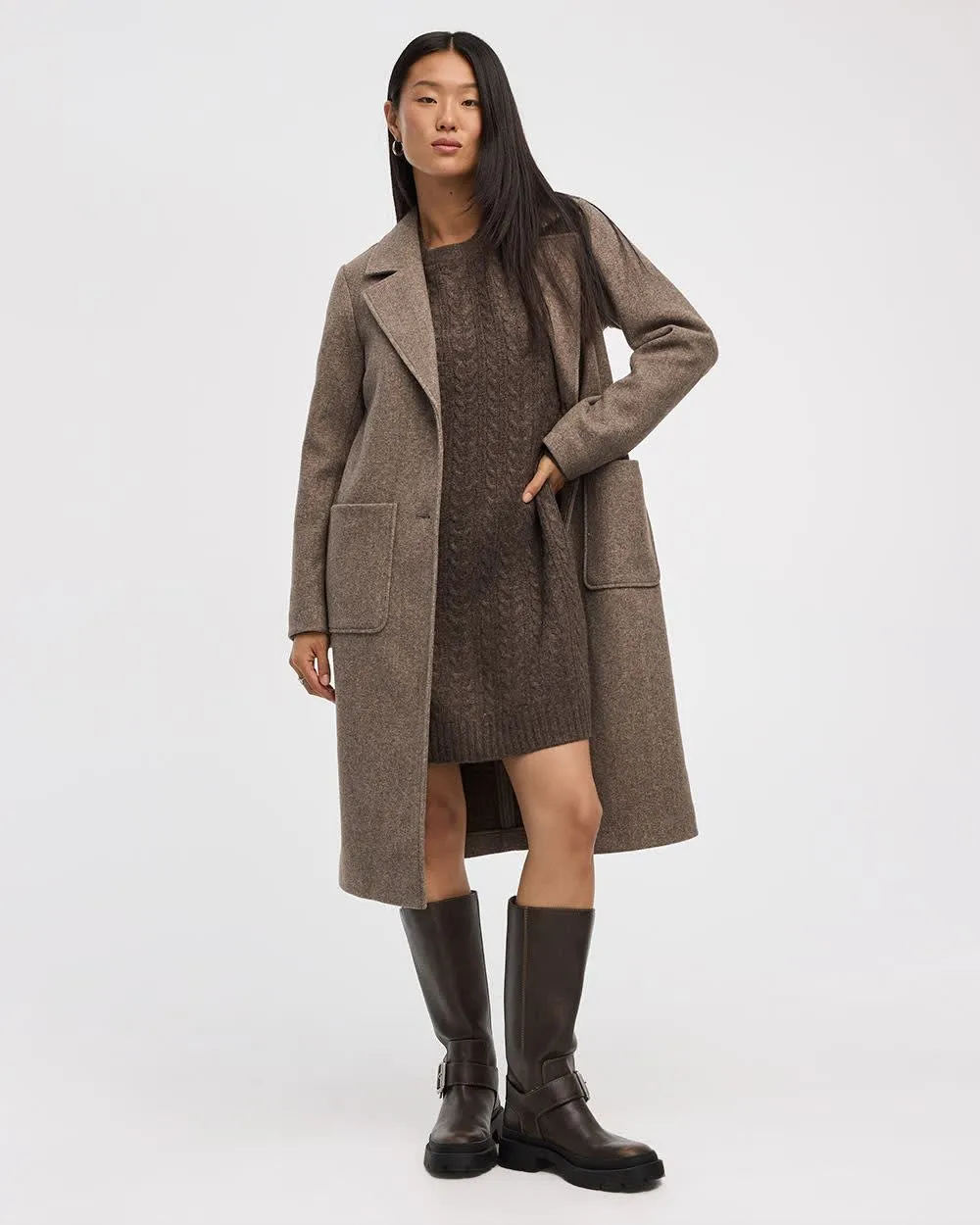 PlushSoft Crew-Neck Cable-Knit Dress sold by Reitmans product image thumbnail 3