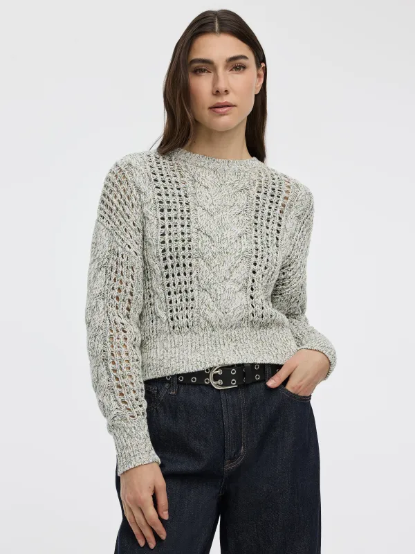 Long-Sleeve Crew-Neck Sweater with Open Stitches sold by Reitmans
