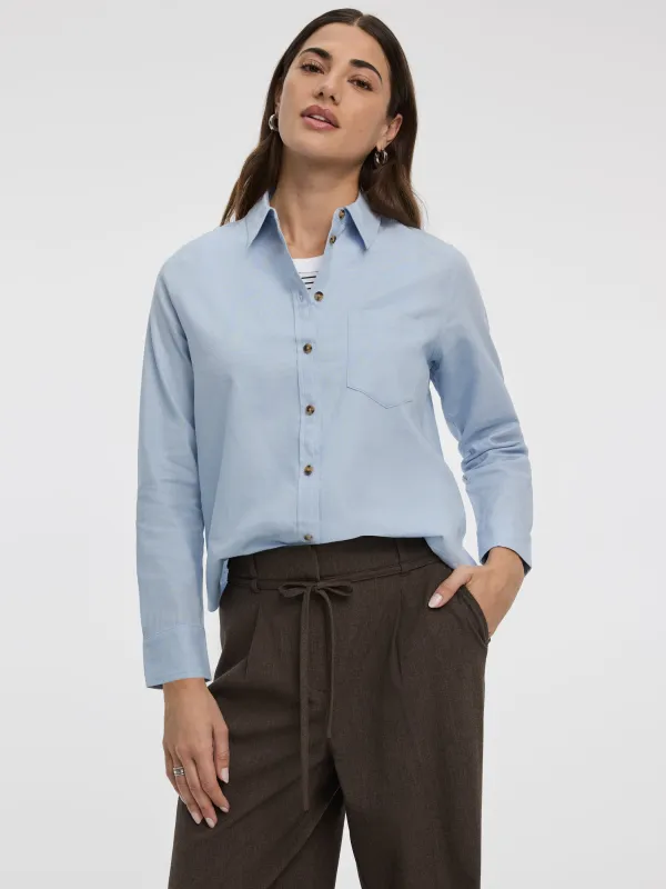 Long-Sleeve Linen-Blend Shirt sold by Reitmans