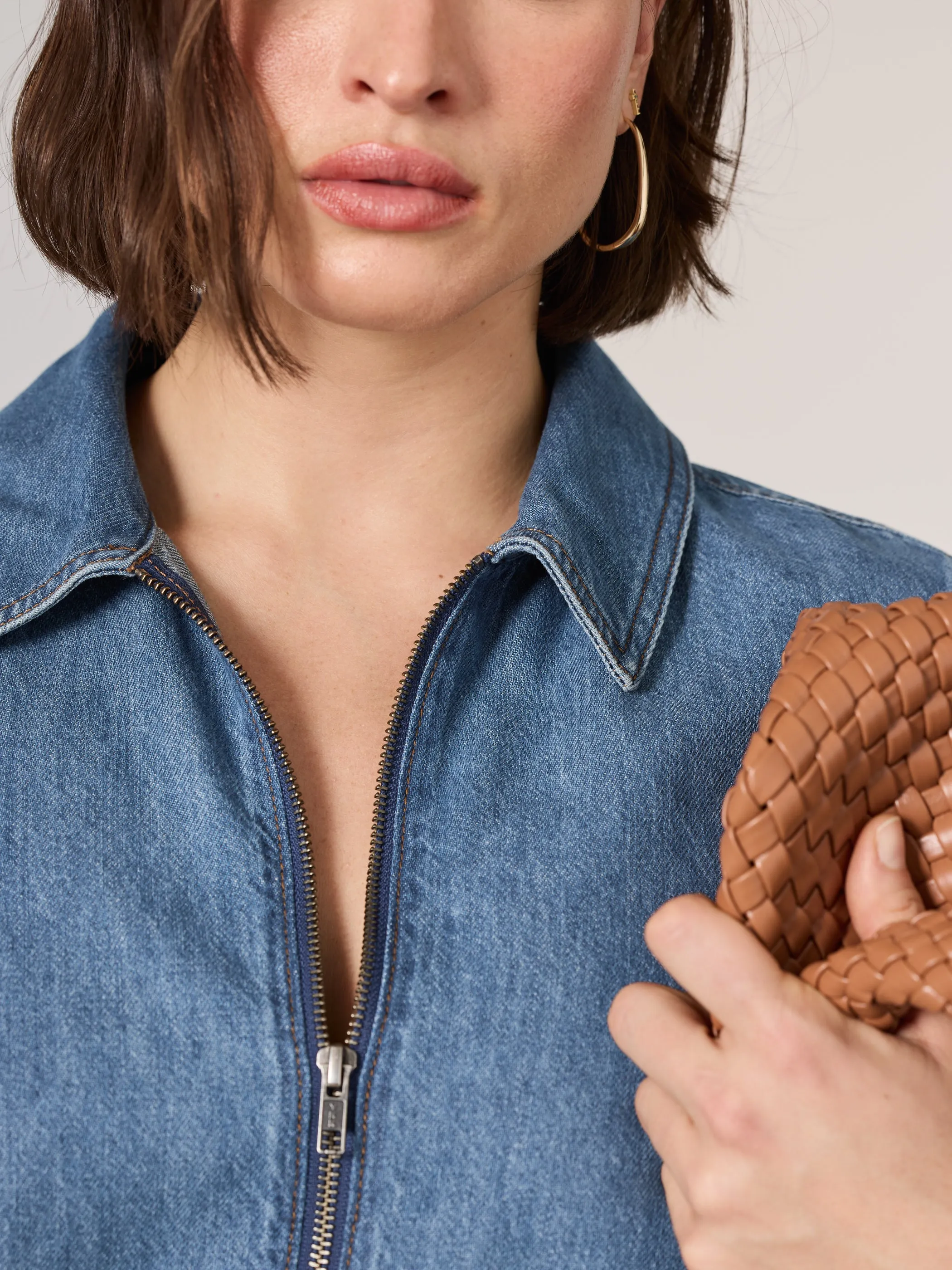 Short-Sleeve Denim Mini Dress Romper sold by Reitmans product image thumbnail 2