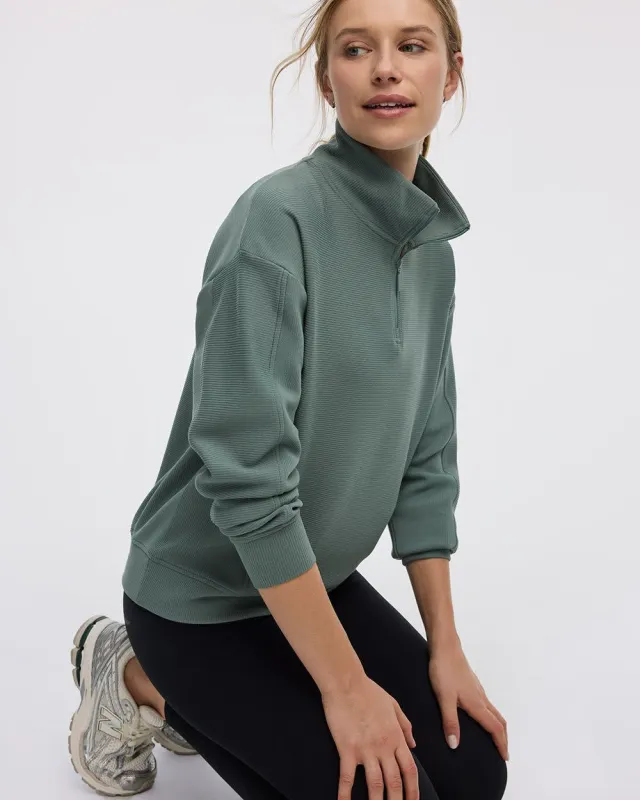 Long-Sleeve Sweater with Half-Zip Mock Neckline - Hyba sold by Reitmans