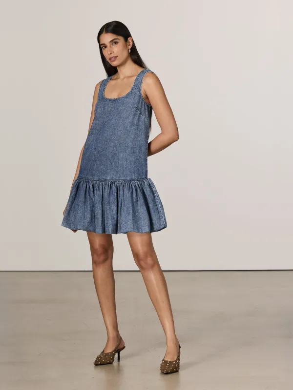 Denim Sleeveless Mini Dress with Bubble Hem made by Reitmans