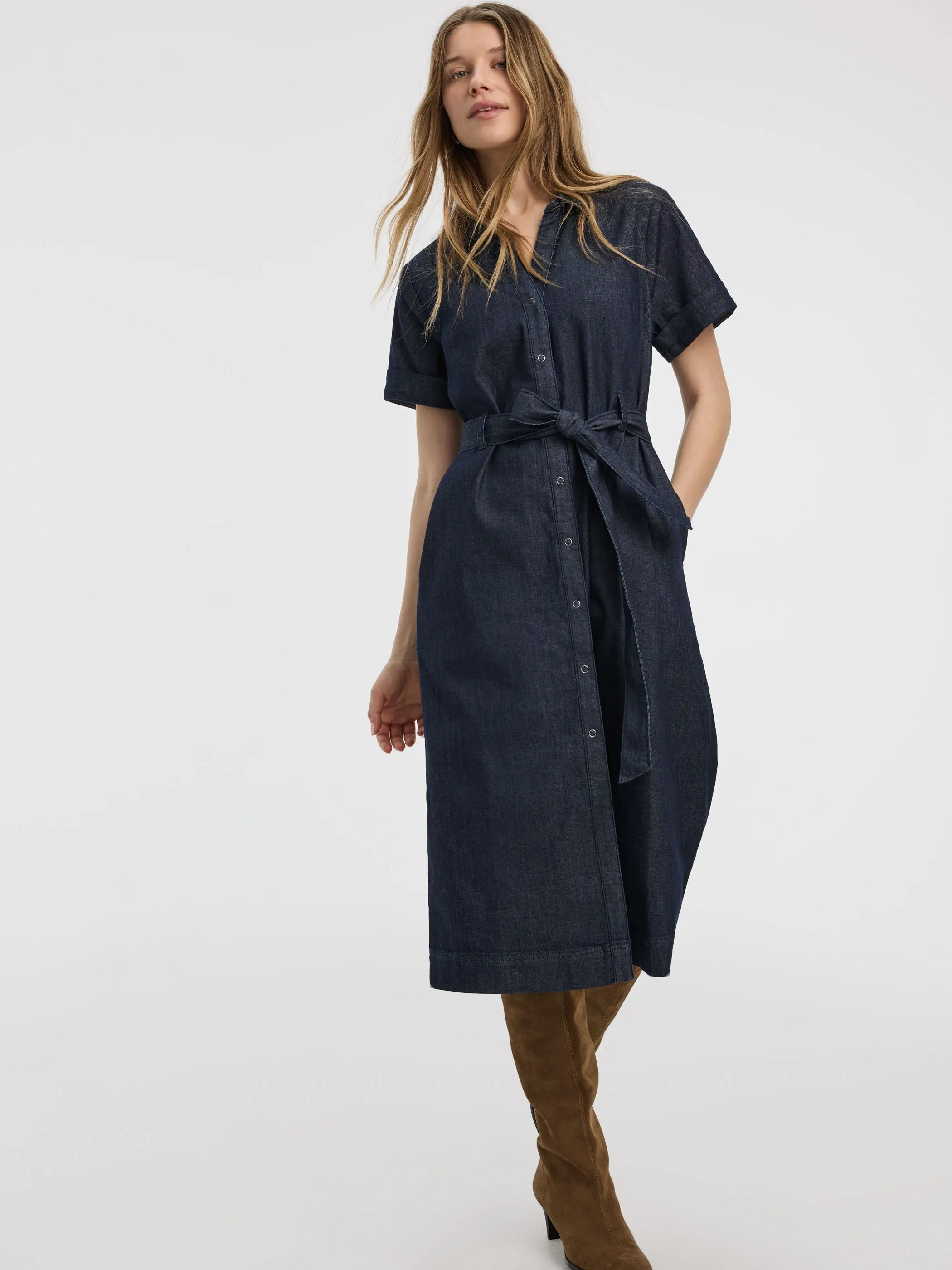 Short-Sleeve Shirt Denim Dress sold by Reitmans product image thumbnail 3