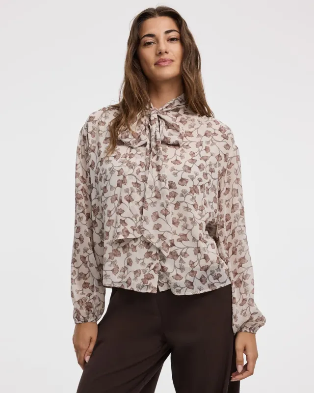 Long-Sleeve Blouse with Bow at Neckline sold by Reitmans