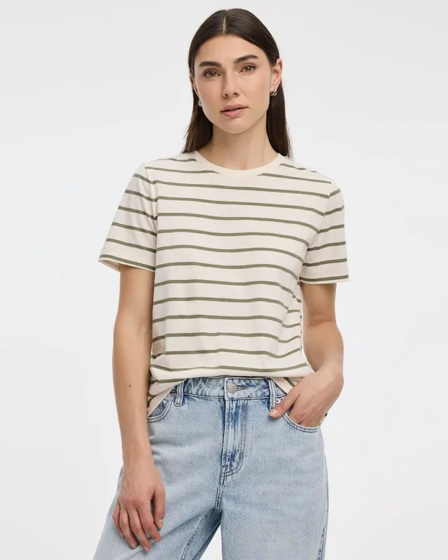 Boyfriend Crew-Neck Striped T-Shirt - R Essentials made by Reitmans