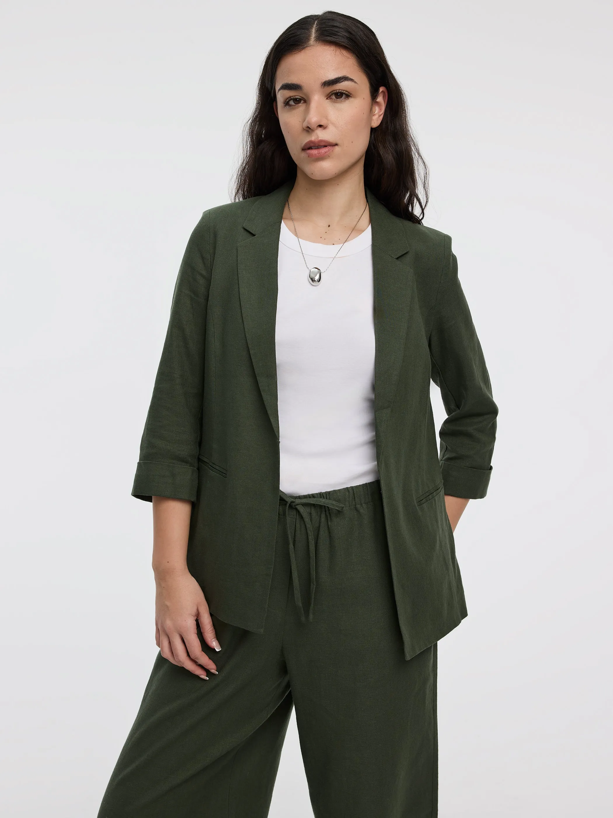 Open Linen Blazer with 3/4 Sleeves sold by Reitmans product image thumbnail 5