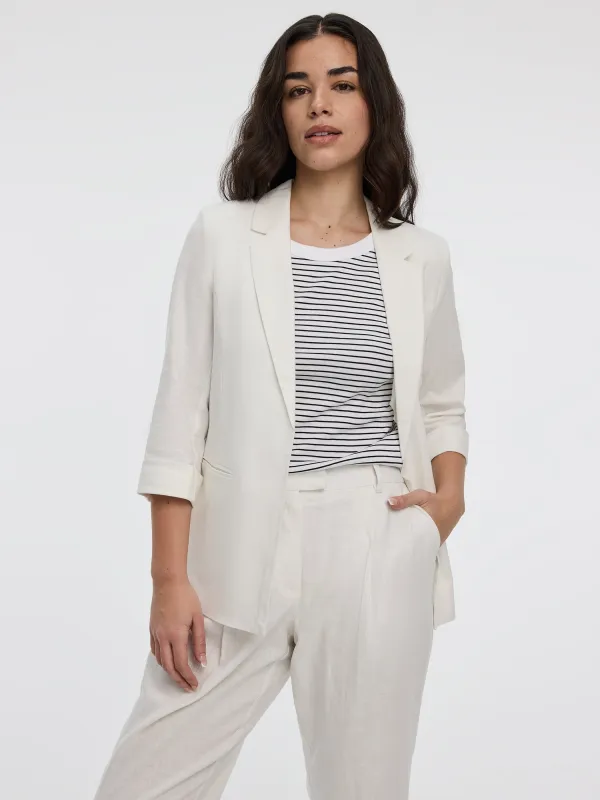 Open Linen Blazer with 3/4 Sleeves sold by Reitmans