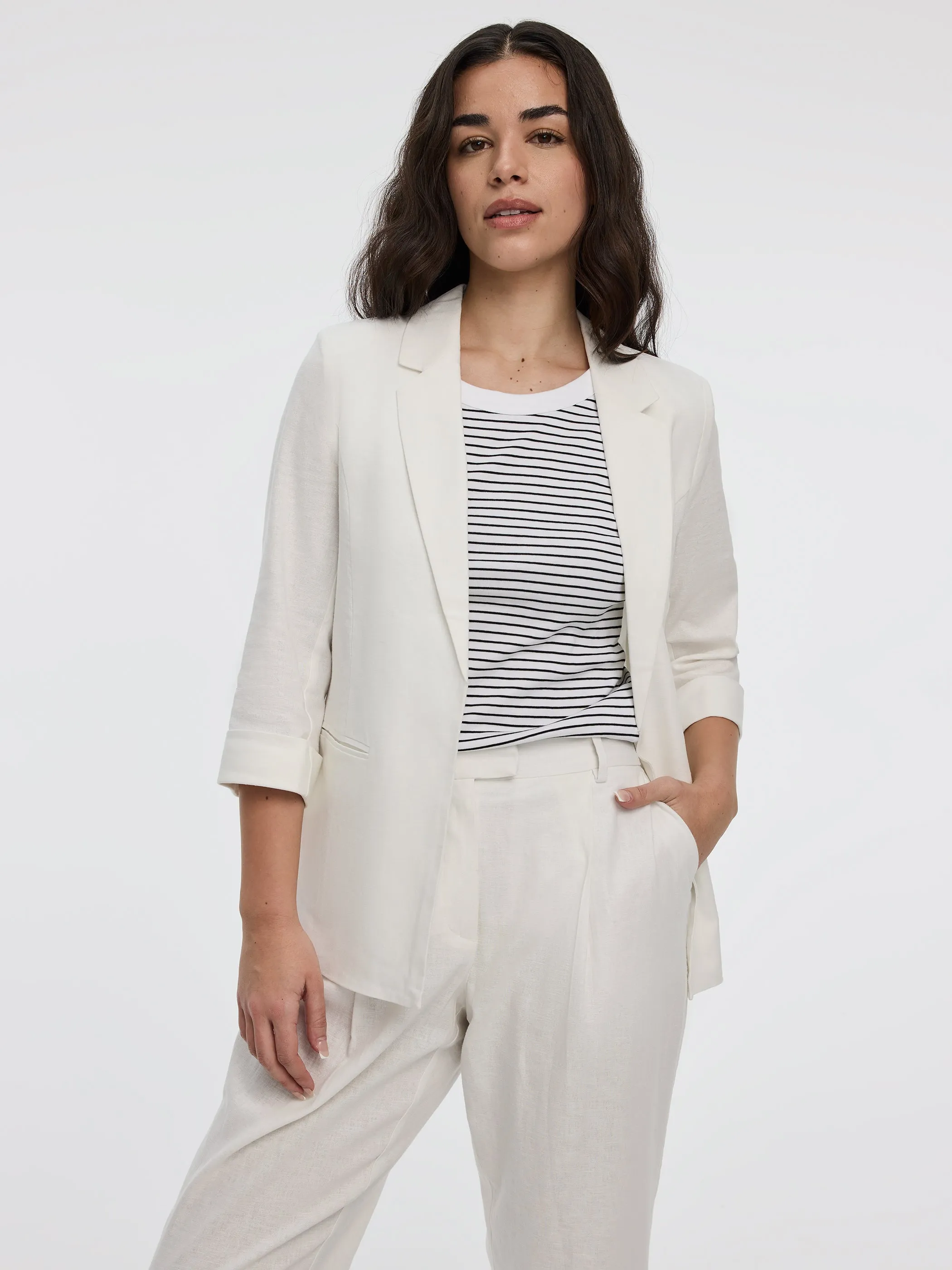 Open Linen Blazer with 3/4 Sleeves sold by Reitmans