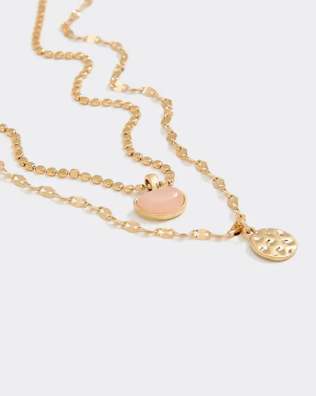 Two-Chain Short Necklace with Pendants sold by Reitmans