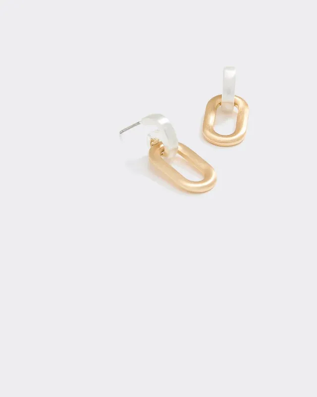 Two-Tone Link Earrings sold by Reitmans