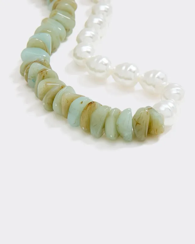 Pearl and Resin Stone Short Necklace sold by Reitmans