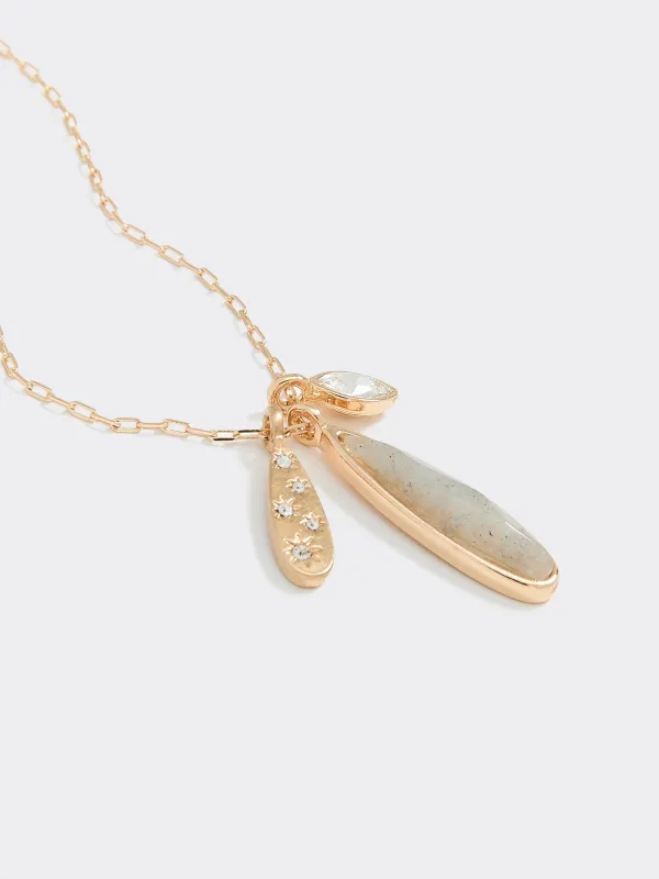 Long Necklace with Stone Teardrop Pendant sold by Reitmans