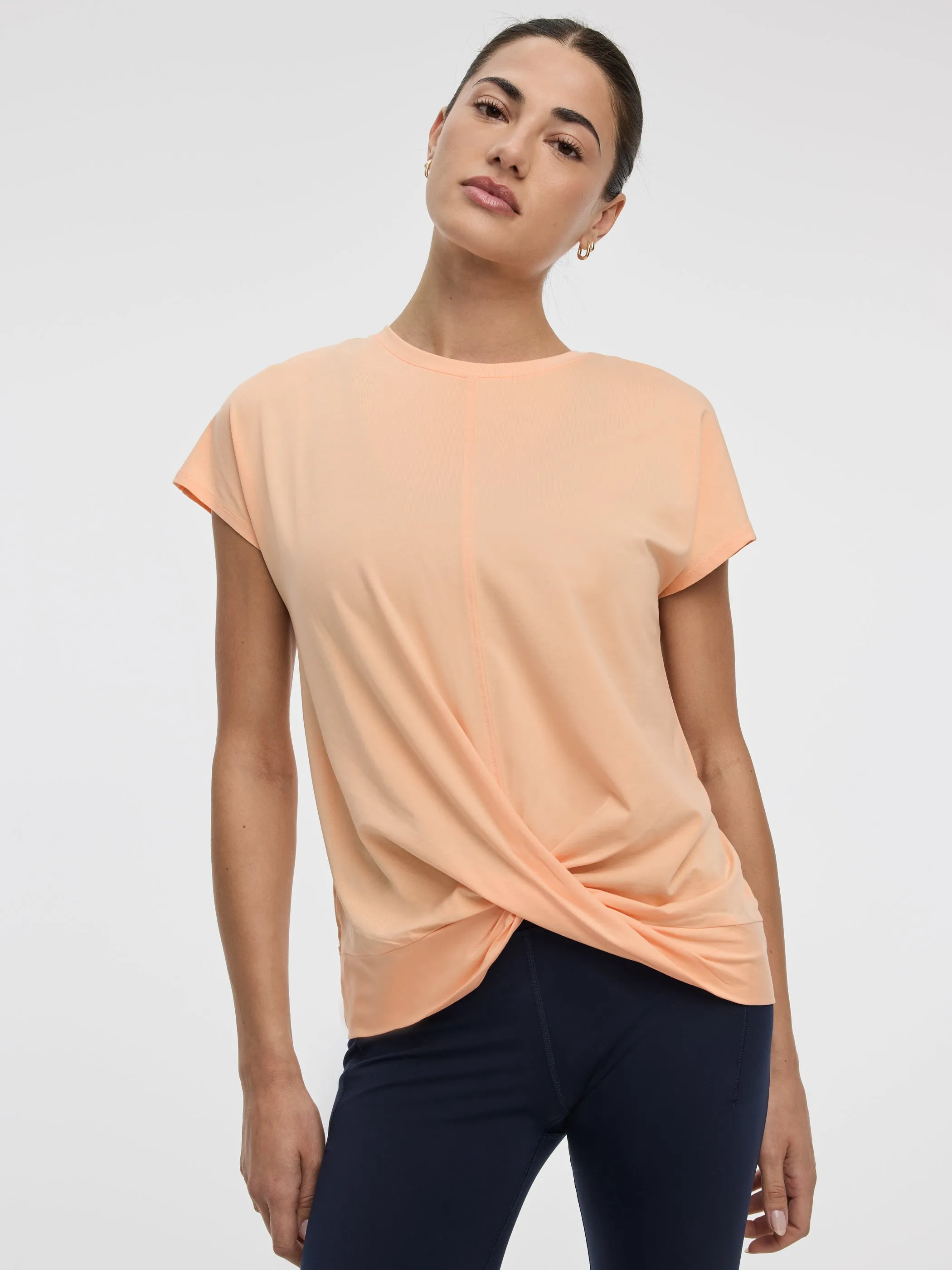 Crew-Neck T-Shirt with Twisted Front - Hyba sold by Reitmans
