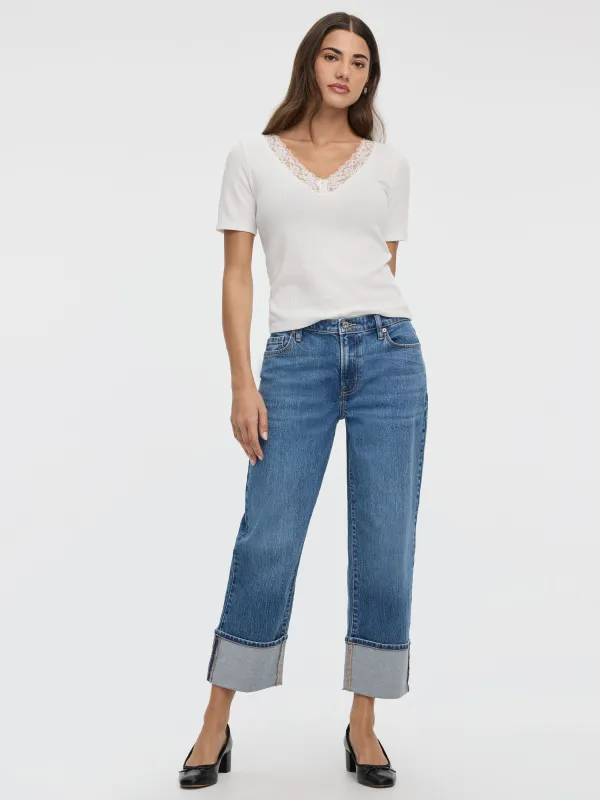 Straight-Leg High-Rise Cropped Jean with Rolled Cuffs sold by Reitmans