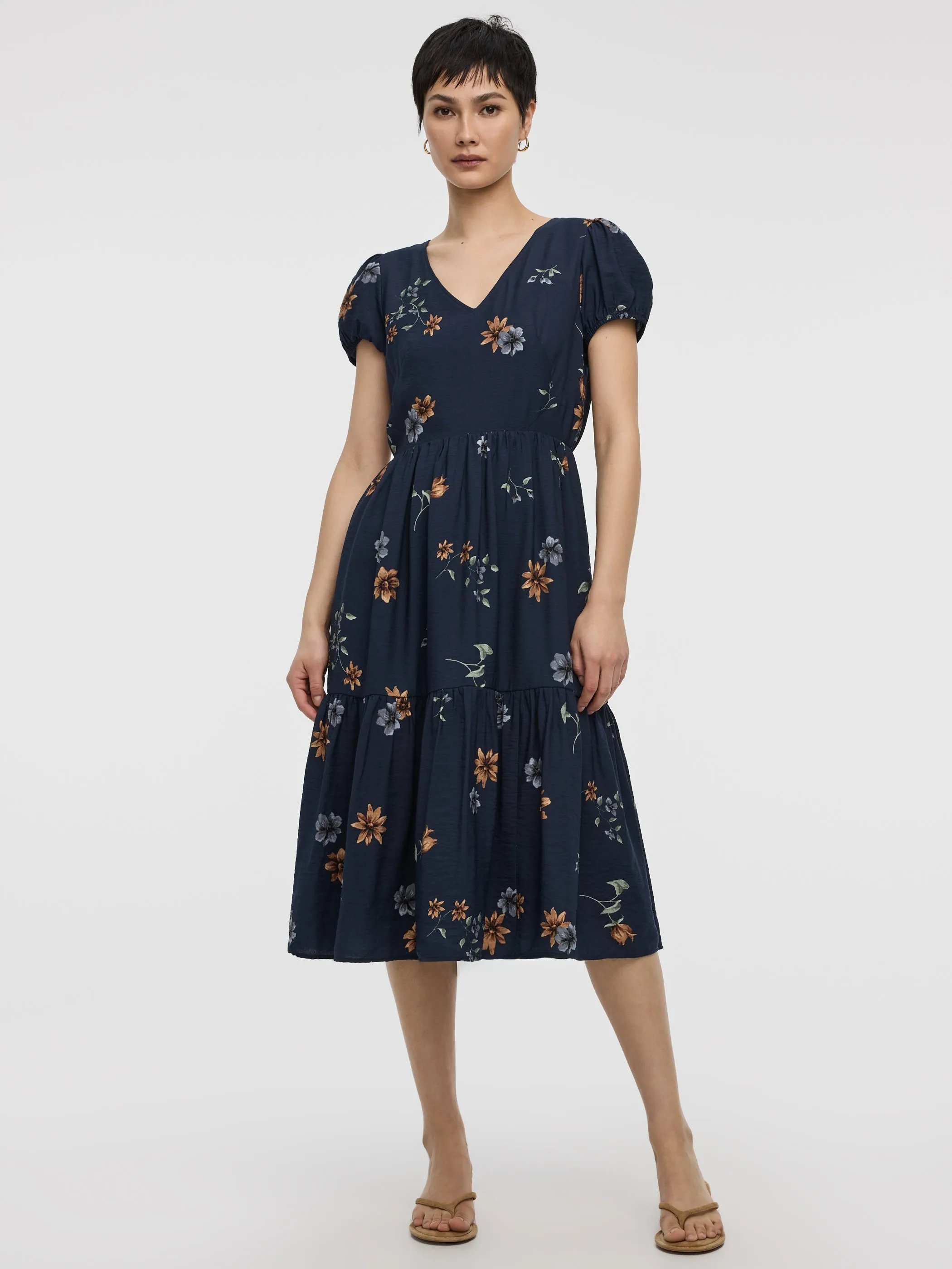 Short-Sleeve V-Neck Midi Dress sold by Reitmans product image thumbnail 5