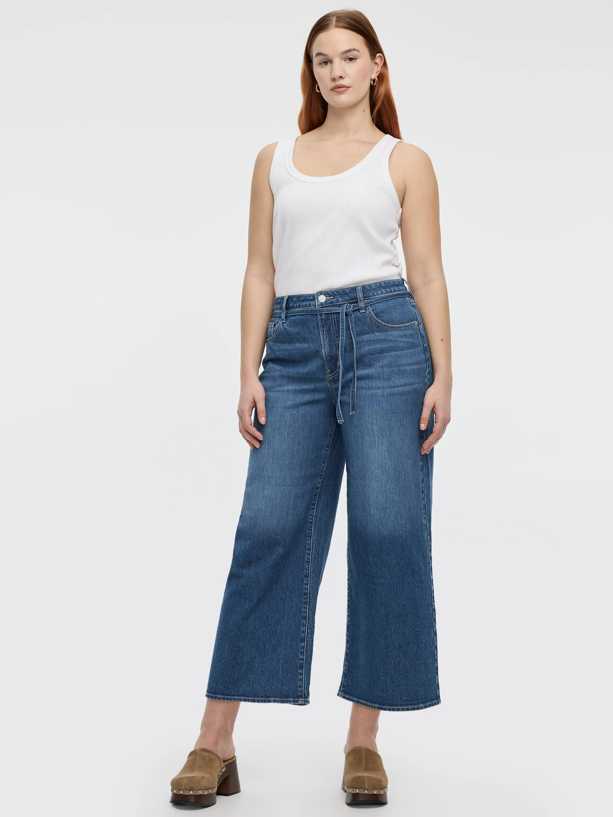 Wide-Leg High-Rise Cropped Jean with Sash sold by Reitmans