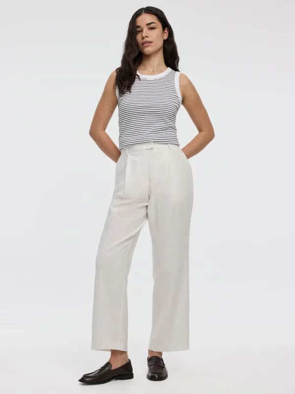 Linen-Blend Straight-Leg High-Rise Pant - Curvy Fit sold by Reitmans