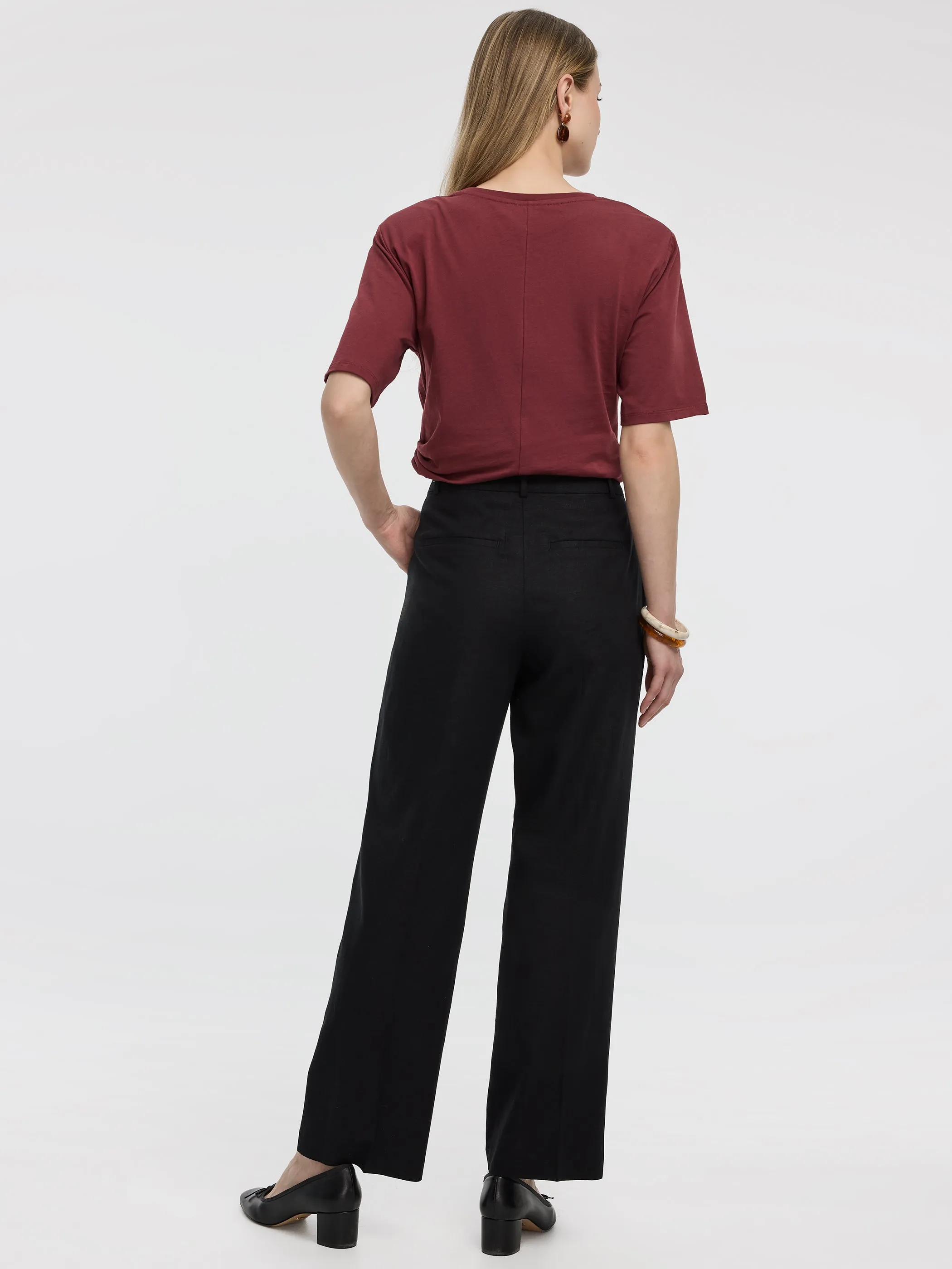 Linen-Blend Straight-Leg High-Rise Pant sold by Reitmans product image thumbnail 4