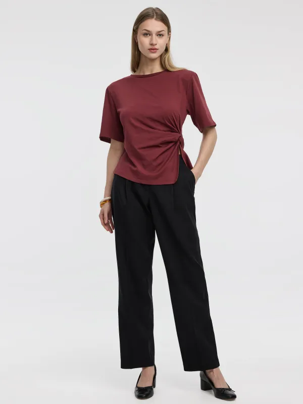 Linen-Blend Straight-Leg High-Rise Pant sold by Reitmans
