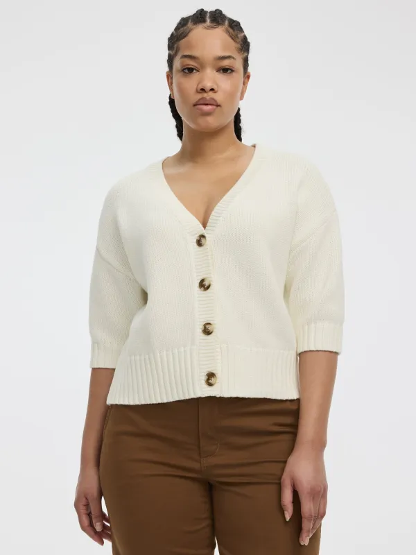 Loose Elbow-Sleeve V-Neck Cardigan sold by Reitmans