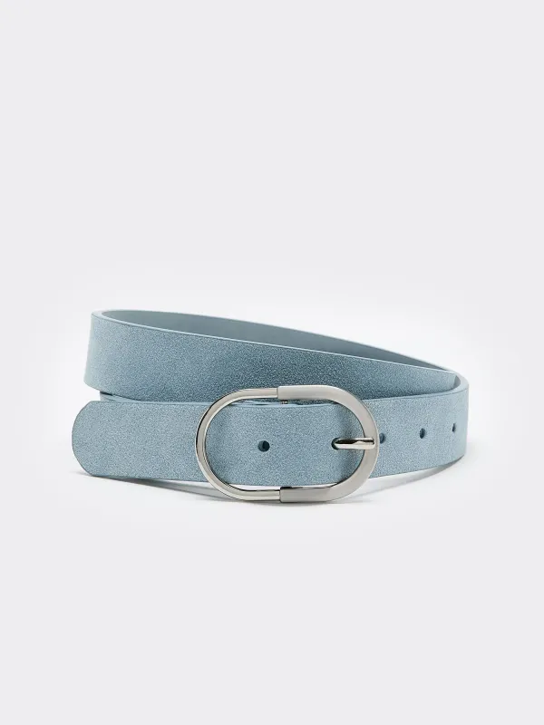Blue Suede Leather Belt sold by Reitmans