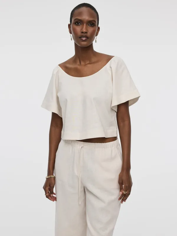 Scoop-Neck Blouse with Flutter Sleeves made by Reitmans