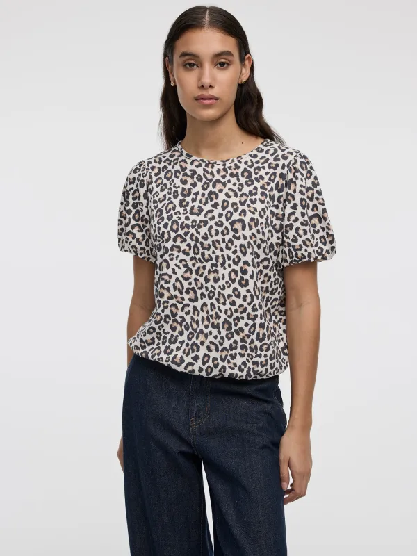 Short-Balloon-Sleeve Crew-Neck Top made by Reitmans